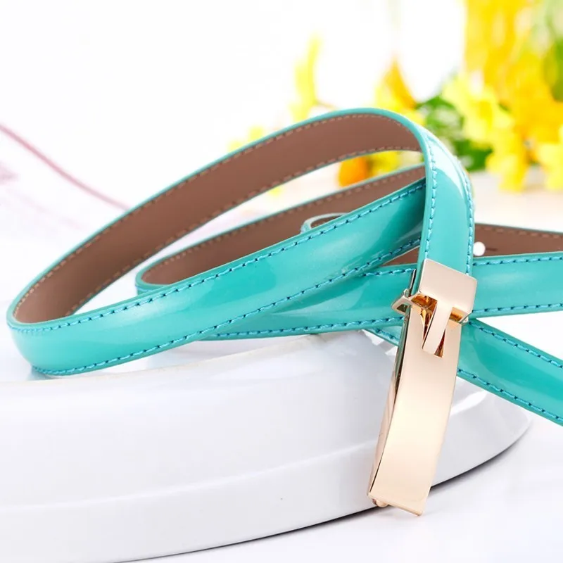 

Hot Sale fashion Cowskin bottom Smooth Buckle Thin Female Belts for Women Cummerbunds Korean Fashion Girdles Candy