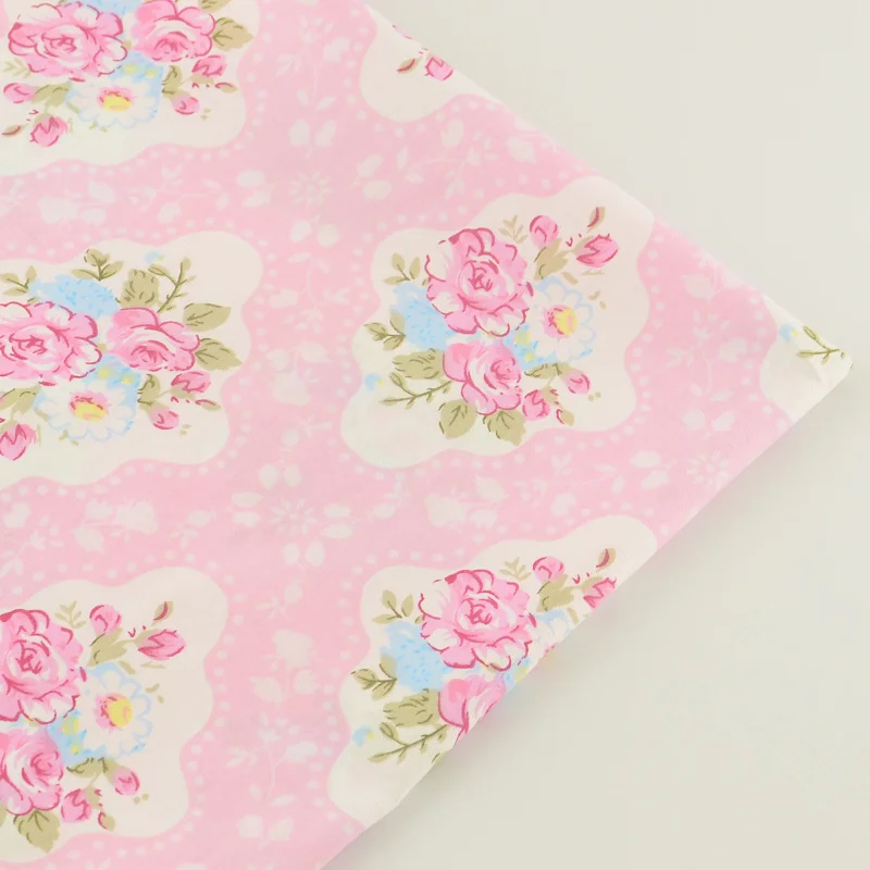 Хлопок розовый ткань саржа цветочный дизайн лоскутное одеяло тела ткань постельные принадлежности куклы Ткань Домашний текстиль скрапбукинг украшения