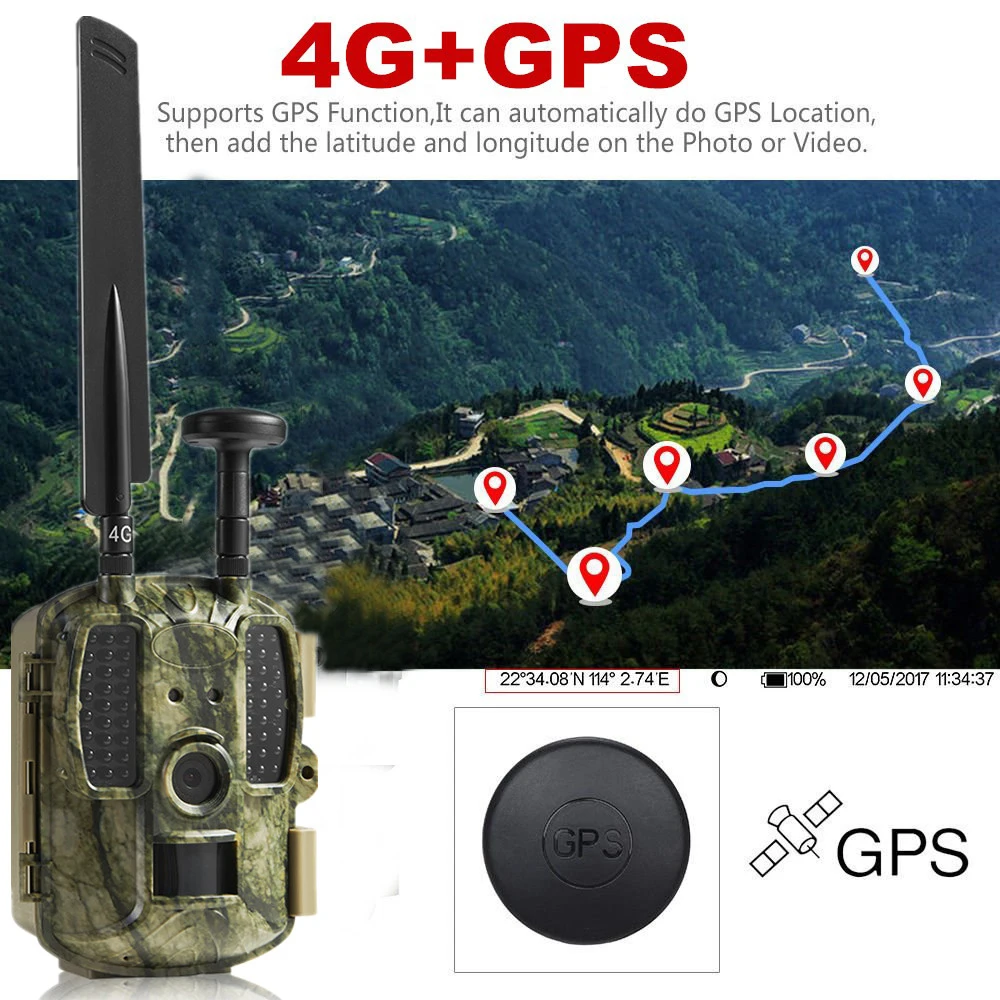 Newest Hunting camera GPS Wireless 4G FDD LTE Remote APP Control Camo