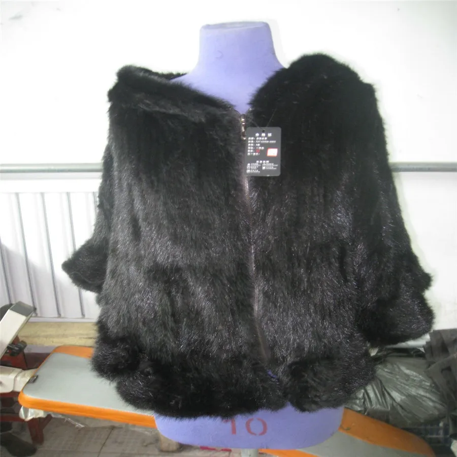 

Russia The Real Mink Fur Knitted shawl Coat Autumn and Winter Warm Thick Cloak from the Factory Direct Whole Sale Trading