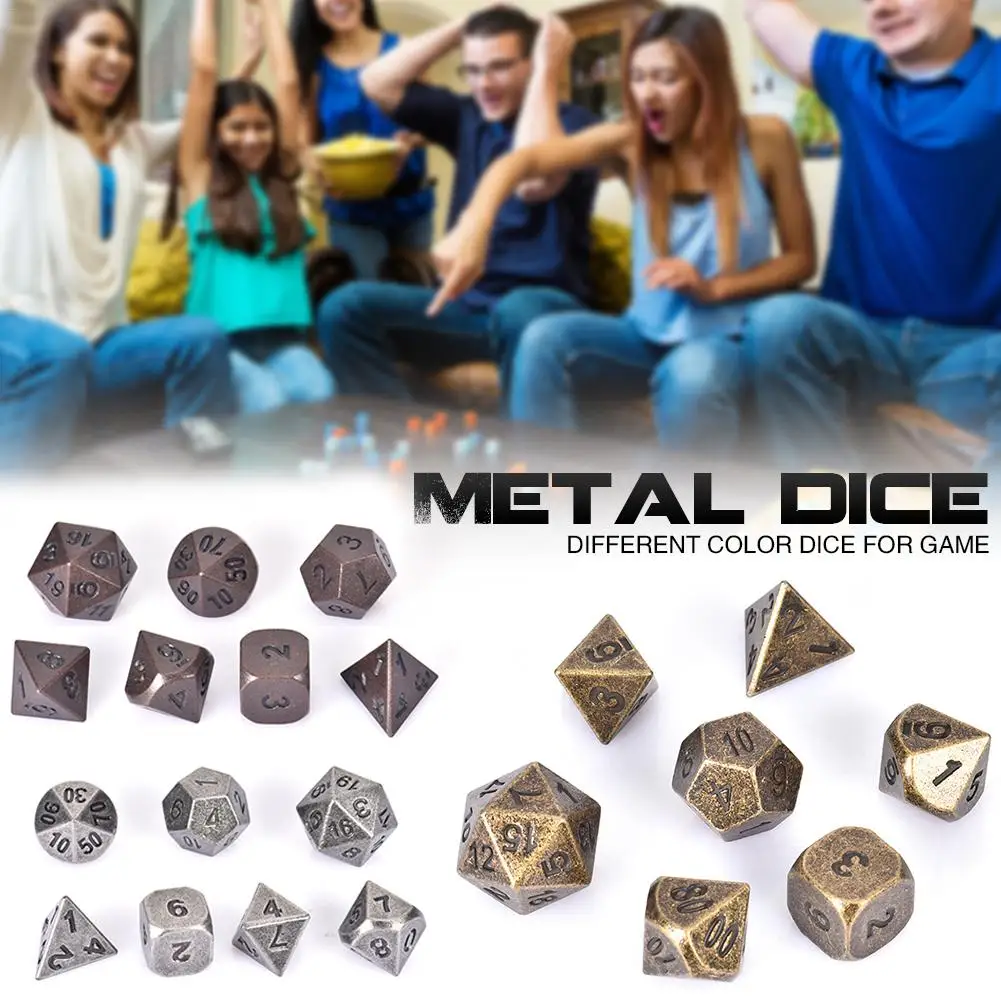 

7pcs/set Innovative RPG Dice For Dungeons & Dragons D&D Metal Dice Set For Game Families Friends Recreation Game Dice Party Toys