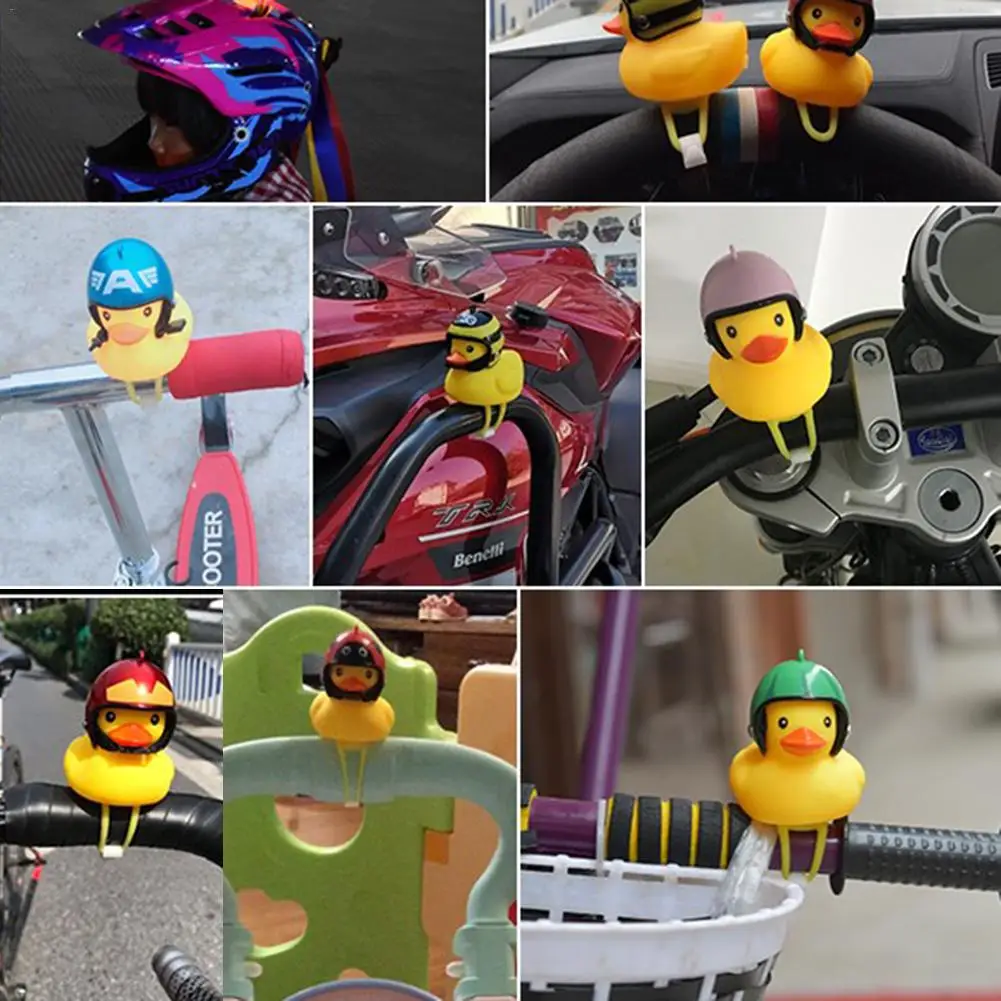 Perfect Lovely Cute Duck Bicycle Ring Bell Mountain Bike Handlebar Cartoon Bike Lights Bell Squeeze Helmet Horn Lamp For Children Adults 5