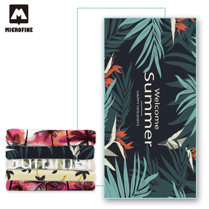 

Microfine Beach Towel Microfiber Coconut Trees Printed Fast Drying Rectangle Soft Bath Towel Yoga Swimming Serviette De Bain