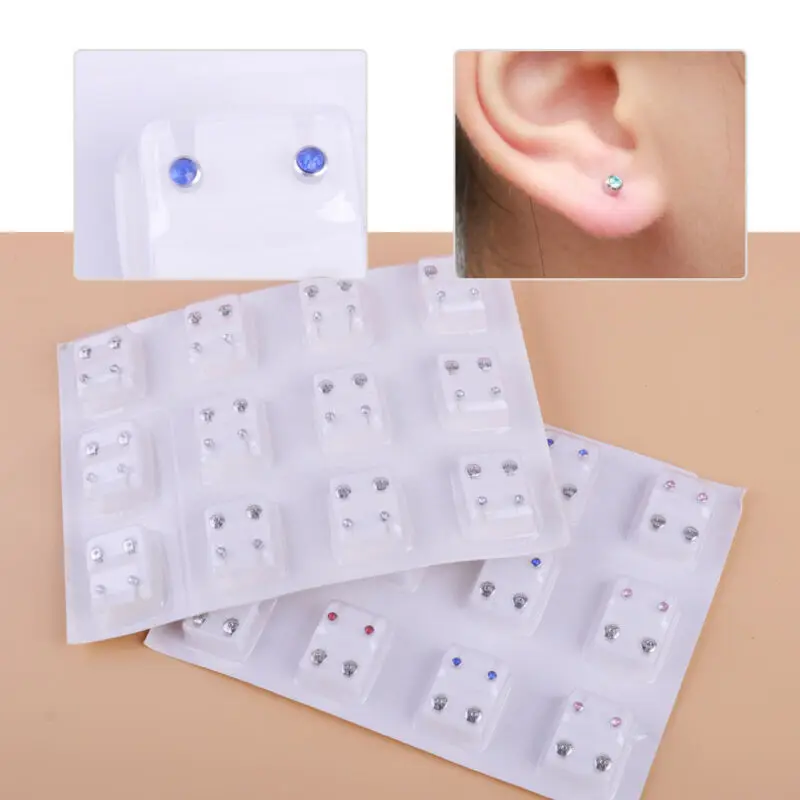 12 Pairs Medical Earrings Piercing Tool Kits Ear Stud Surgical Steel