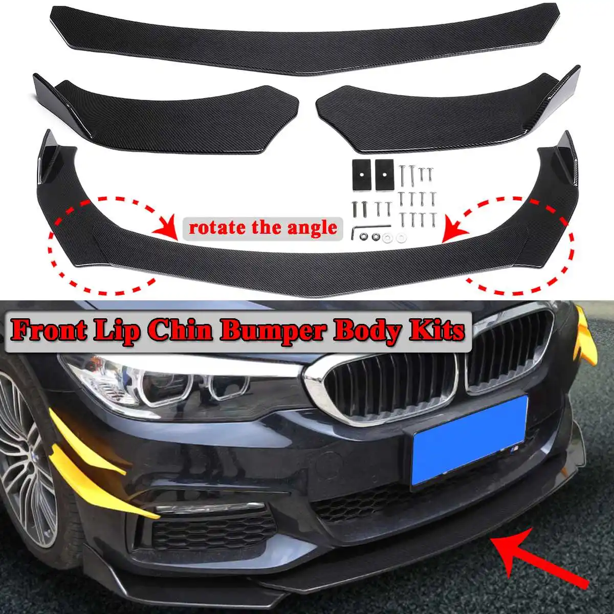 3 piezas de coche Universal frente labio inferior Chin parachoques Spoiler Kits de cuerpo de fibra de carbono para BMW F10 F30 f32 F36 F80 M3 F82 M4 G30