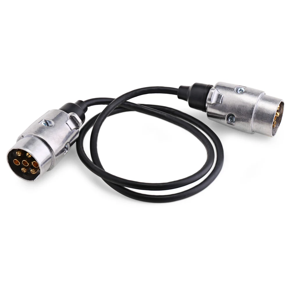 

Clearance T23488 7 Pin Trailer Wiring Connector N-type Aluminum Plug 82CM Extension Cable for indicators side lights fog lamps