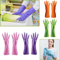Резиновые латексные для мытья посуды чистящие толстые теплые длинные перчатки Для женщин Для мужчин Чистка Водонепроницаемый кухонный