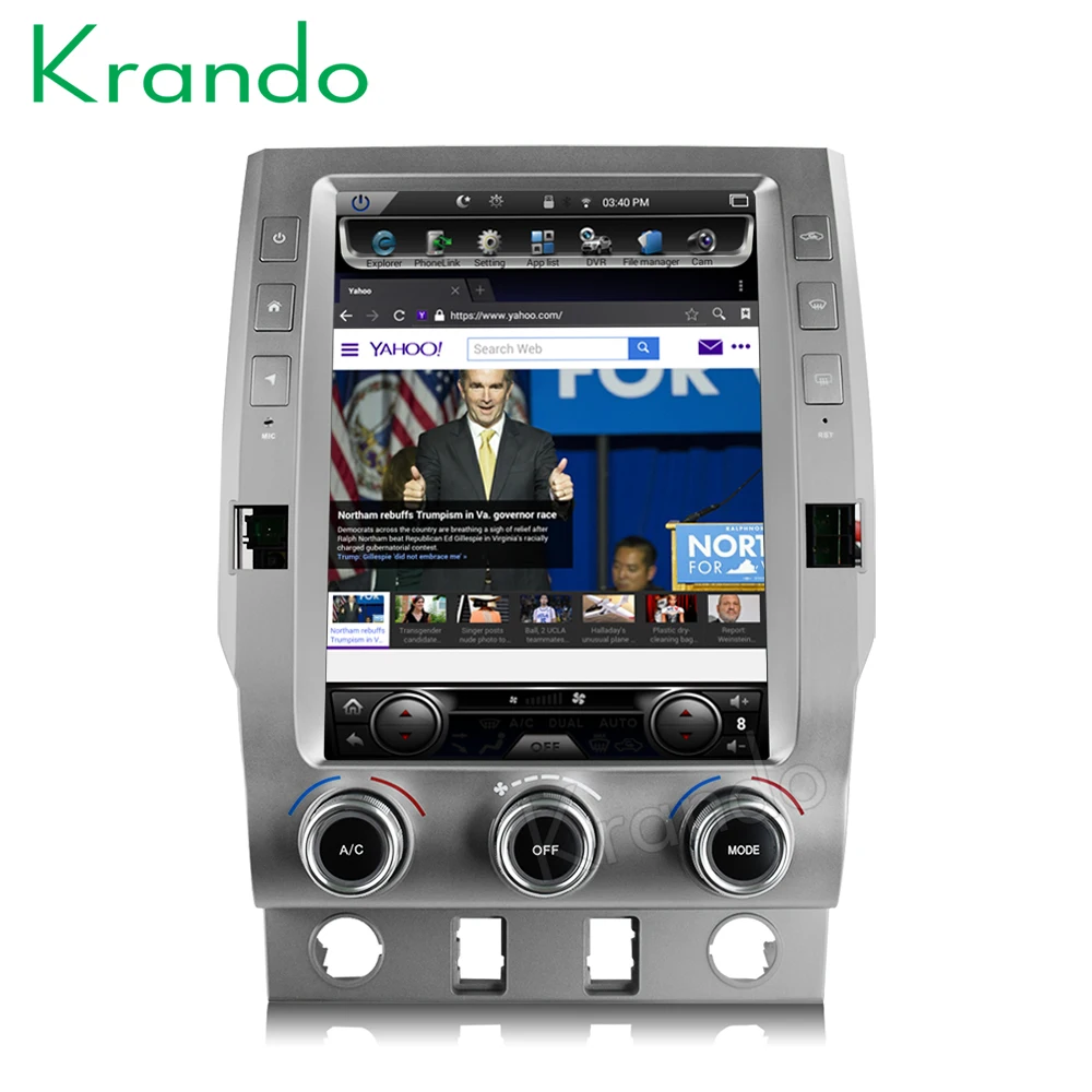 Discount Krando Android 7.1 12.1" tesla Vertical screen car multimedia player GPS for Toyota Tundra 2014-2018 radio player navigation BT 2