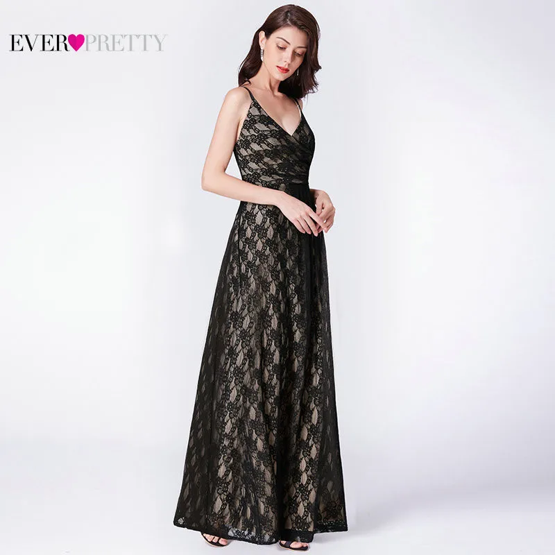 Black Prom Dresses 2019 Ever Pretty Elegant A Line V Neck Spaghetti Strap Long Lace Formal Party Gown Women Abendkleid Gala Jurk Black Prom Dresses 2019 Ever Pretty Elegant A Line V Neck Spaghetti Strap Long Lace Formal Party Gown Women Abendkleid Gala Jurk