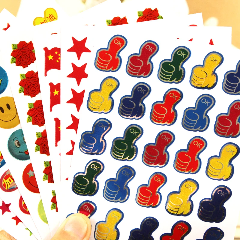 

10 set/pack 9 * 12.5cm mini paper children toys stickers thumbs OK stickers kindergarten teachers reward stickers