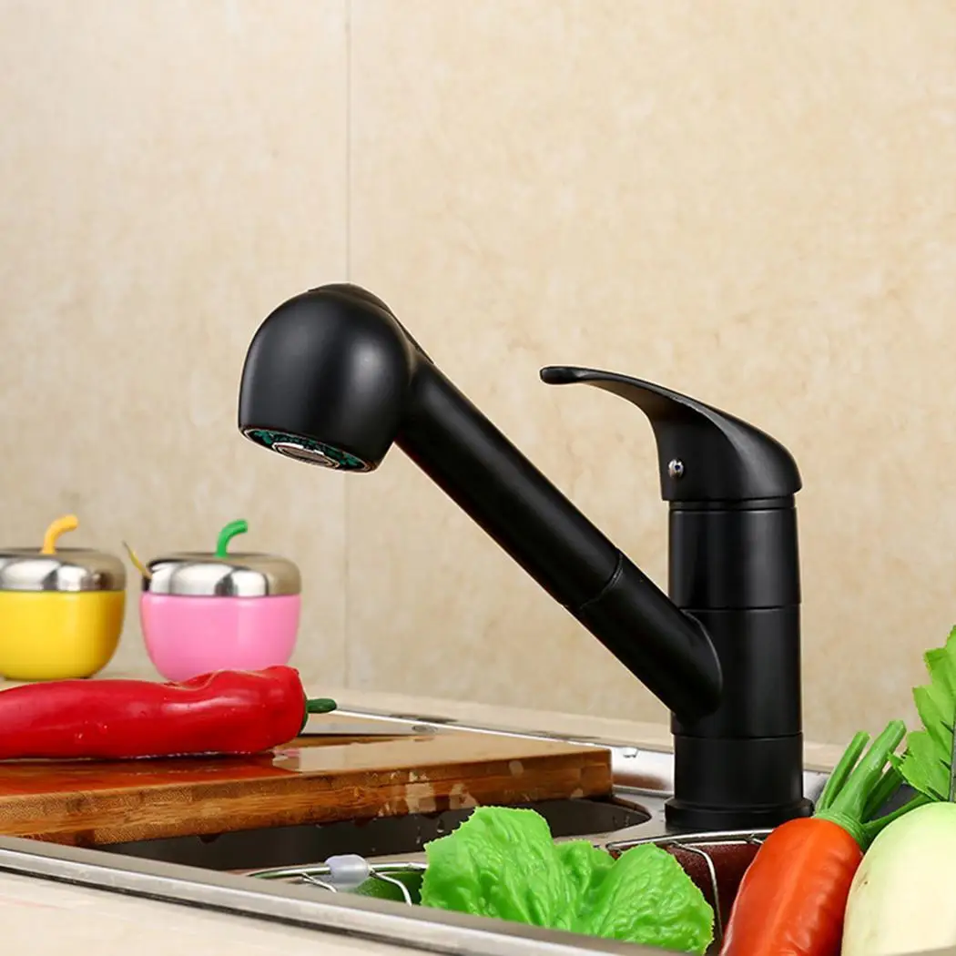 

Durable Practical Anti-rust Household Pull Out 0-60C Sprayer Home Black Faucet 50