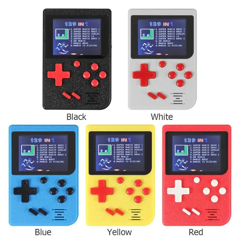 Portable Mini Game Console Handheld Game Player 8bit Video Color Game Console Player Gamepad Built-in 129 Games 