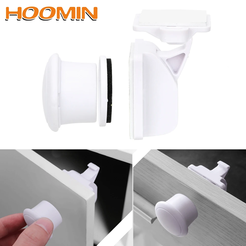 

HOOMIN 4/8pcs lock+1/2key Children Protection Childproof Invisible Drawer Latches Kids Safety Cupboard Magnetic Cupboard Locks