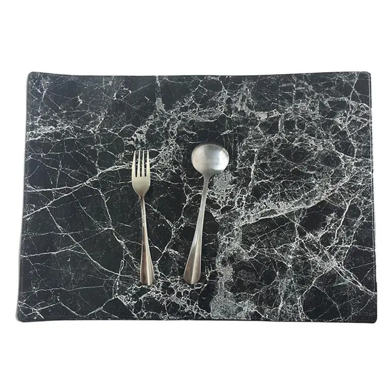 PU Ins Style Marbling Print Waterproof Place Mat High Temperature Resistance Tableware Mat Dining Room Kitchen Table Decor