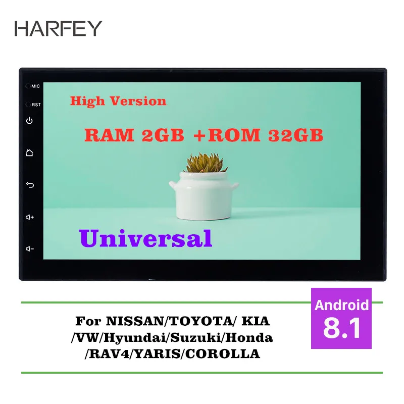 

Harfey Android 8.1 7" RAM 2GB+ ROM 32GB GPS Multimedia Unit Player For VW Nissan Kia bluetooth radio 2Din Universal Car Radio