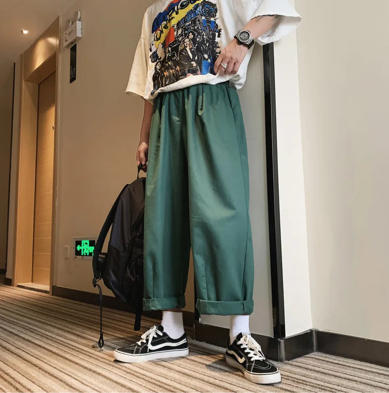 

Men's Trousers 19 Spring New Youth Popular Loose Wide Leg Pants Solid Color Straight Pants Handsome Youth Casual Men's Clothing