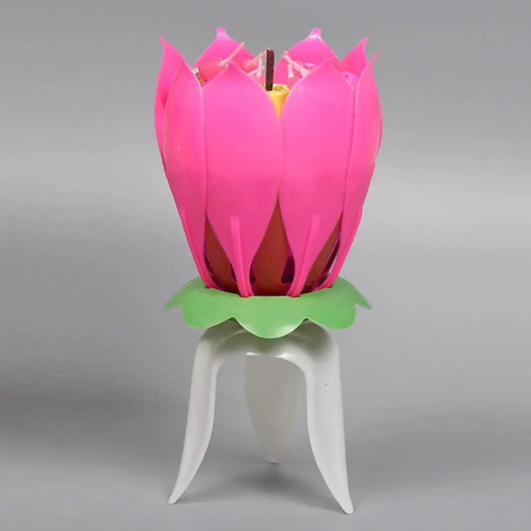 

Romantic Musical Candle Lotus Flower Party Gift Art Happy Birthday Candle Lights Party DIY Cake Decoration for Kids Candles Wax