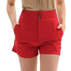 GK Женские Ретро Винтаж повседневное Высокая талия спереди шорты на пуговицах короткие штаны