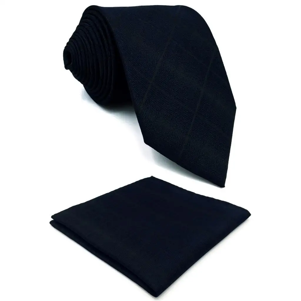 Однотонный темно-синий клетчатый Шелковый мужской галстук для жениха дизайнерское модное платье карман квадратный дополнительный длинный размер