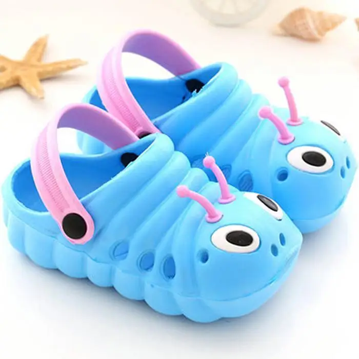 

1Pair Baby Girls Boys Cute Cartoon Caterpillar Non-slip Soft Beach Shoes Wear Resistant Outdoor Sandals Heel Strap Color Random