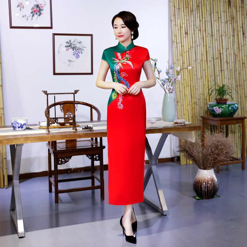 Восточные Вечерние платья Длинные Cheongsam красный пикантные современные китайское традиционное платье Классический для женщин Qipao свадеб