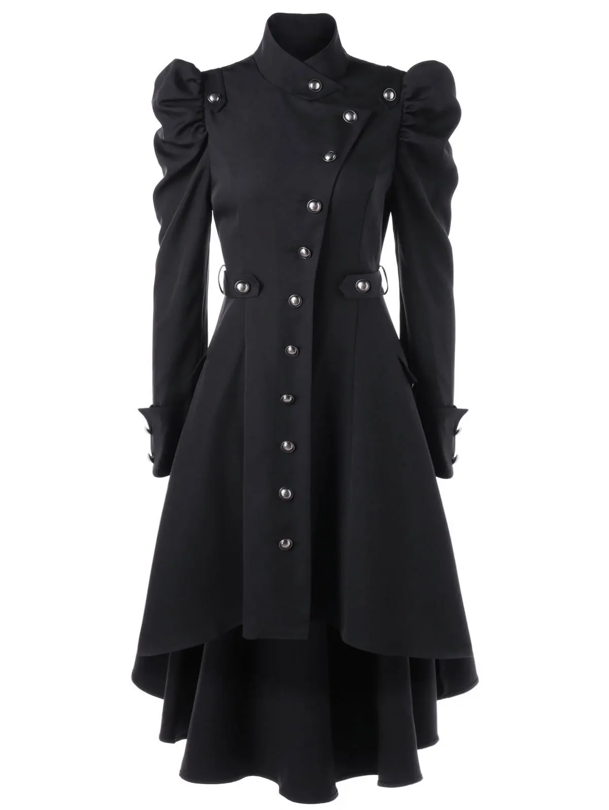 

Women Steampunk Gothic Winter Coats Long Sleeve Jacket with hat Cosplay Costume Black Coat Medieval Noble Court Princess Outwear