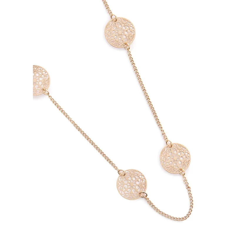 Полые резные круглые подвески ожерелье s для женщин модные ювелирные изделия женские вечерние ожерелья длинная золотая бижутерия серебристого цвета Femme