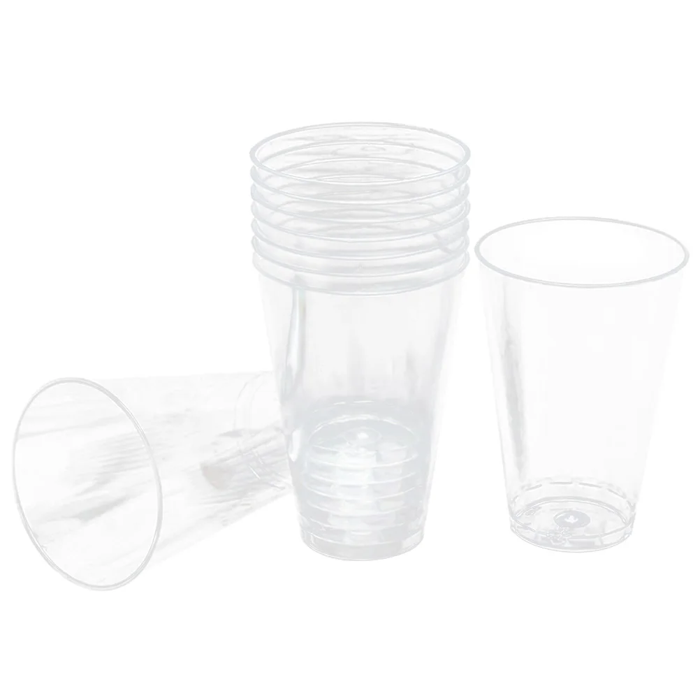 

50 pcs Mousse Cup Hard Plastic Transparent Drinking Disposable Takeaway Packaging Milk Tea Cups for Ice Cream Beer Iced Coffee