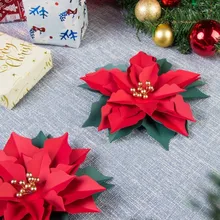 Набор из 3 рождественских украшений Poinsettia, Рождественское украшение для дома, елочные украшения, Рождественский Декор