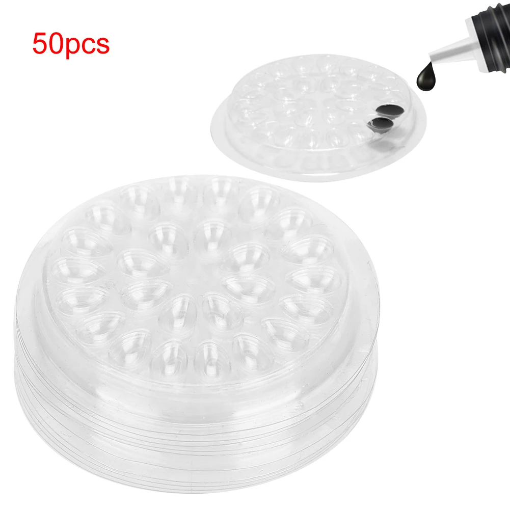 50pcs Disposable Eyelash Glue Holder Transparent Plastic Eye Lash Extension Stand Pads a | Красота и здоровье