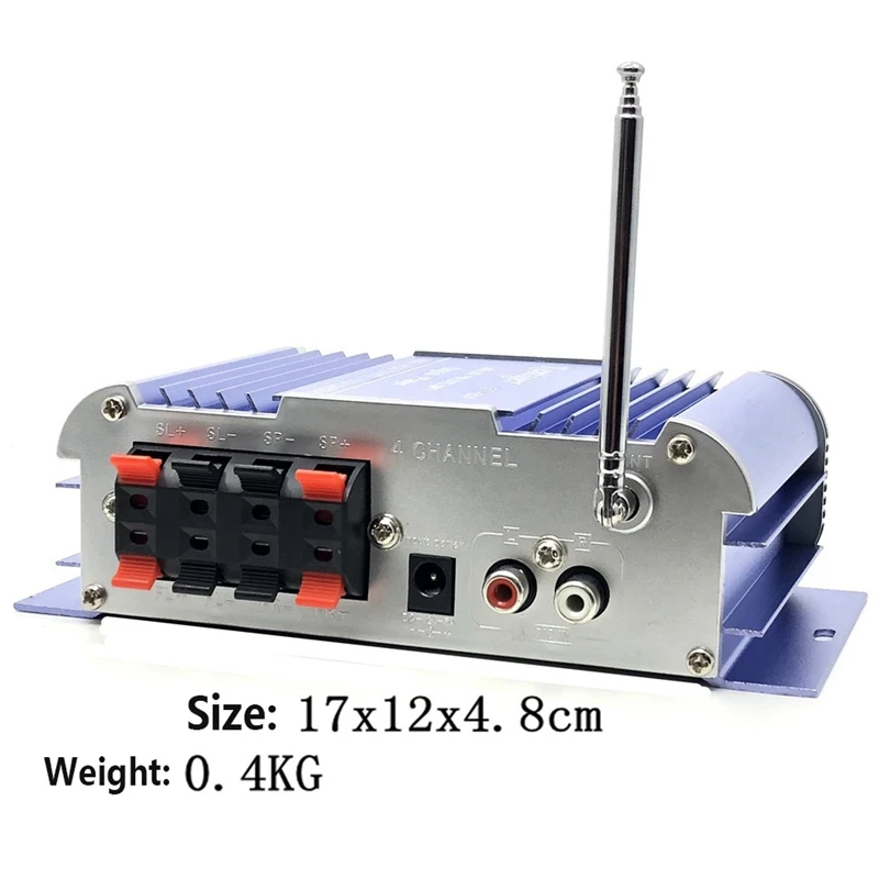 High quality RCA input/output socket And Av Cable Usb Sd Fm Professional Karaoke Amp For Car EU Plug Blue