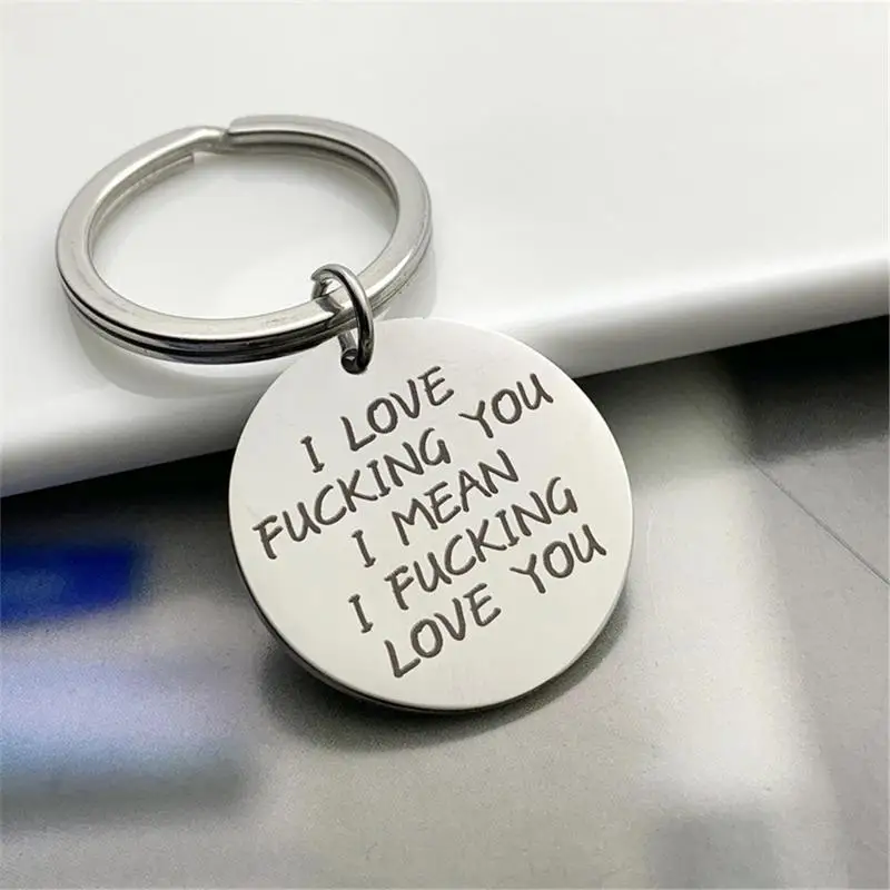 

Vvcesidot Boyfriend Gift Car Stainless Steel Keychain New Innovative Letters Pattern Silver Stainless Steel Rust-proof Keychain