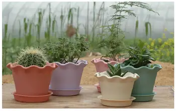 

Plastic Plant Flower Pots Of Roman Style Resin Flower Pot Lotus Pot With Tray Indoor Desktop Plant Potted Flowerpot