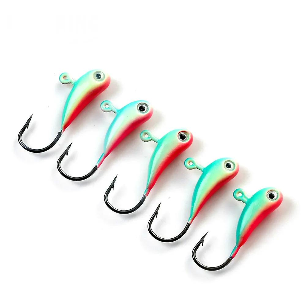 

1.2g winter ice fishing jigging jig head fishhooks set for ice and lure fishing 10 colors 5pcs/lot wholesale jig head tackle