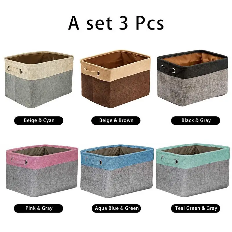 

3 Pieces/set Storage Bag Cotton And Linen Foldable Dirty Clothes Toy Sundries Storage Barrel Home Supplies Products Organizers