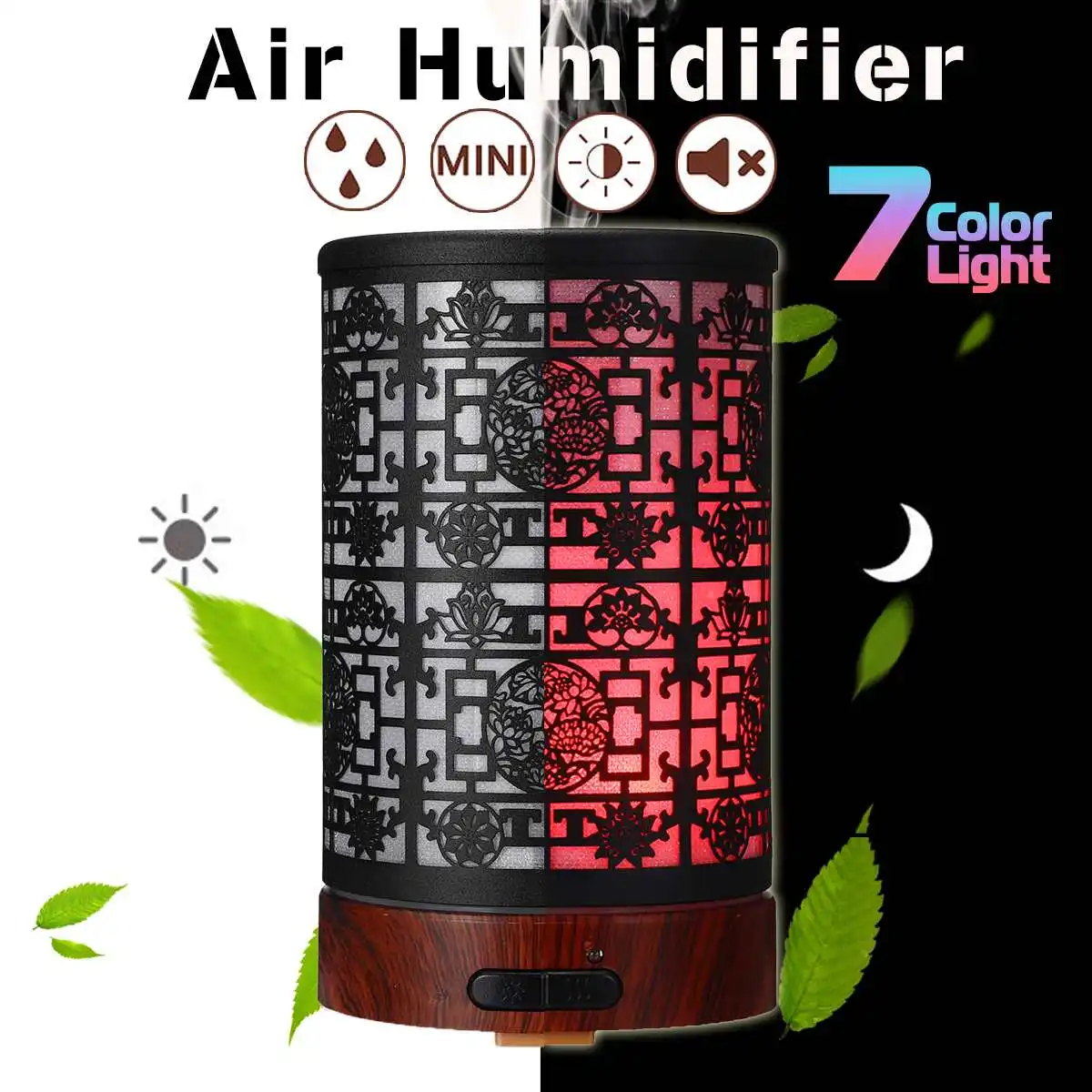 

Warmtoo Iron Art Air Humidifier Essential Oil Diffuser Humidificador Mist Maker LED Lamp Diffuser Aromatherapy Machine US Plug