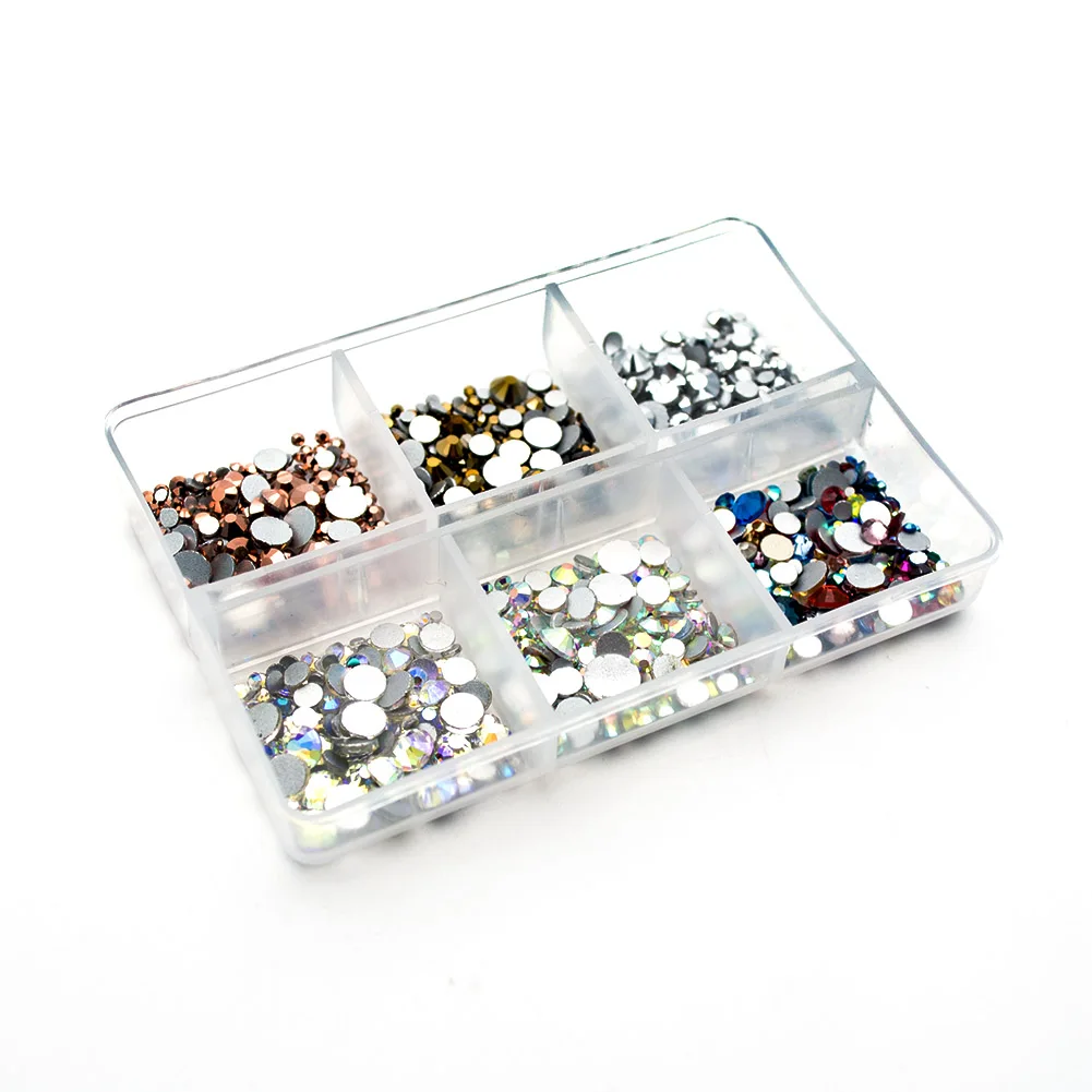 SS3-SS20 مزيج الزجاج 3D مسمار الفن زينة كريستالة بظهر مسطح AB الراين لالمسامير سحر مسمار الأحجار اكسسوارات MJZ1006