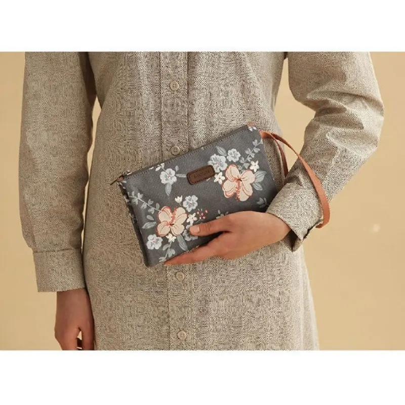 

Lady's Bag Floral Pattern Polyester Small Women Bag Fashion Wristlet Purses and Handbags Zipper Coin Purse Women's Evening Bag