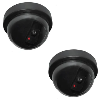 

2 x Dummy Round Fake Camera With Led Outdoor Indoor Security CCTV
