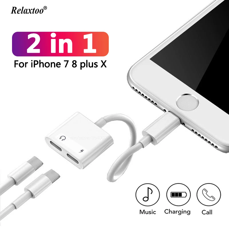 Beste 2 in 1 Voor apple iPhone lightning X 7 8 Plus lading en Hoofdtelefoon Jack converter Adapte 2 poorten kabel hoofdtelefoon met connector