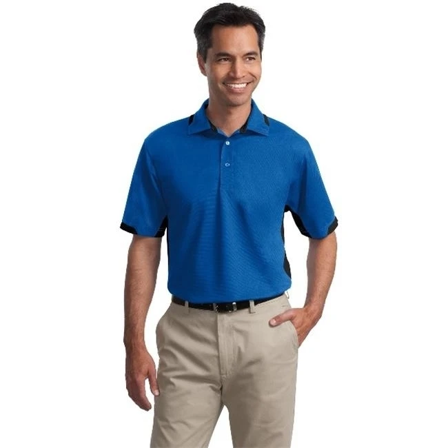 Port Authority K524 Mens Dry Zone Colorblock Ottoman Polo T-Shirt Royal &amp Black - 5XL |