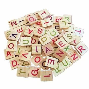 

100 Wooden Alphabet Scrabble Colorful Letters & Numbers For Crafts Wood