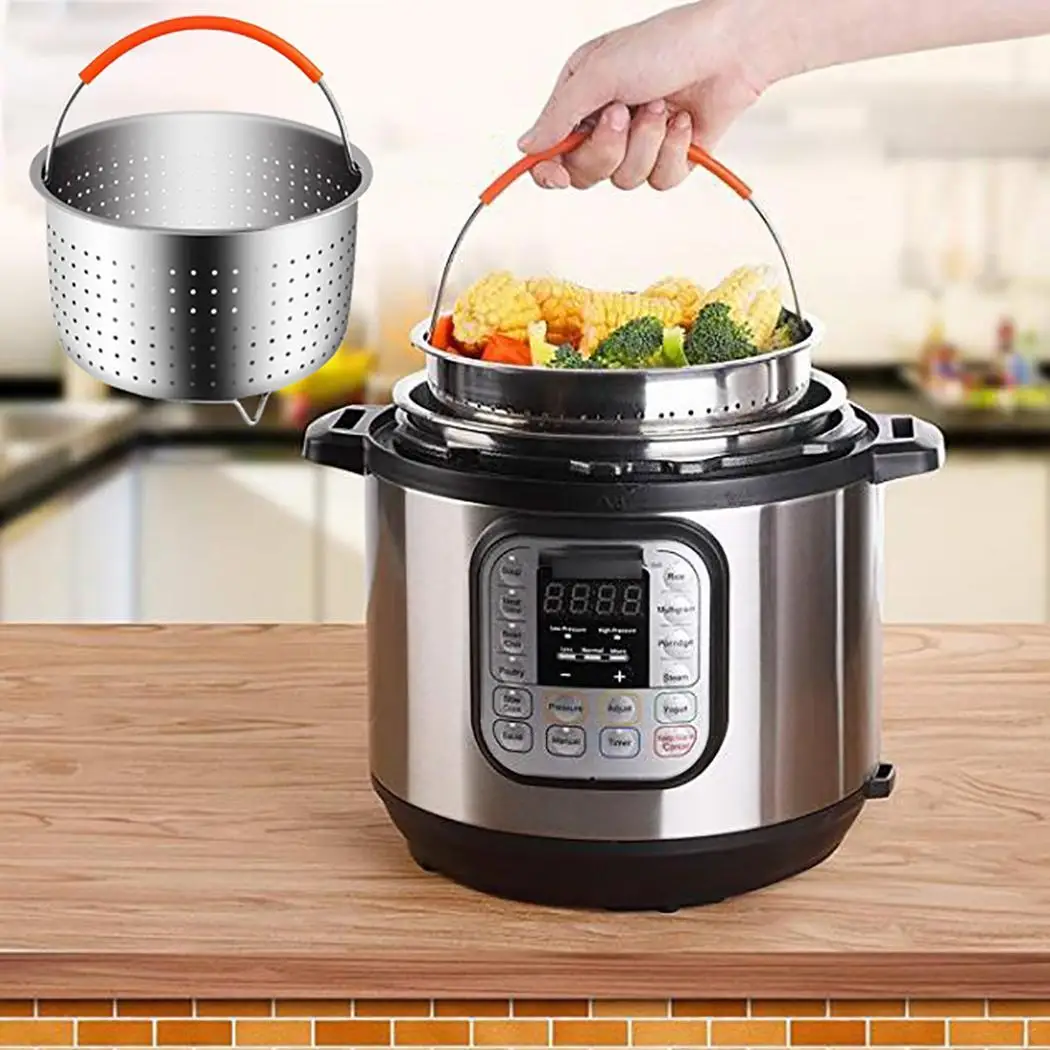 

Practical Stainless Steel Steamer Basket With Handle Home Kitchen Steaming Fashion Vegetables Fruits Food Eggs Steamer Basket