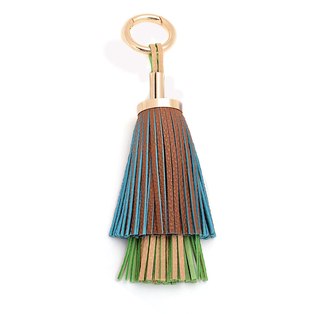 

New Funny Two-Layer Leather Tassel Keychain Keyring Car Charms Key Chains Ring Car Interior Decoration Accessories For Lovers