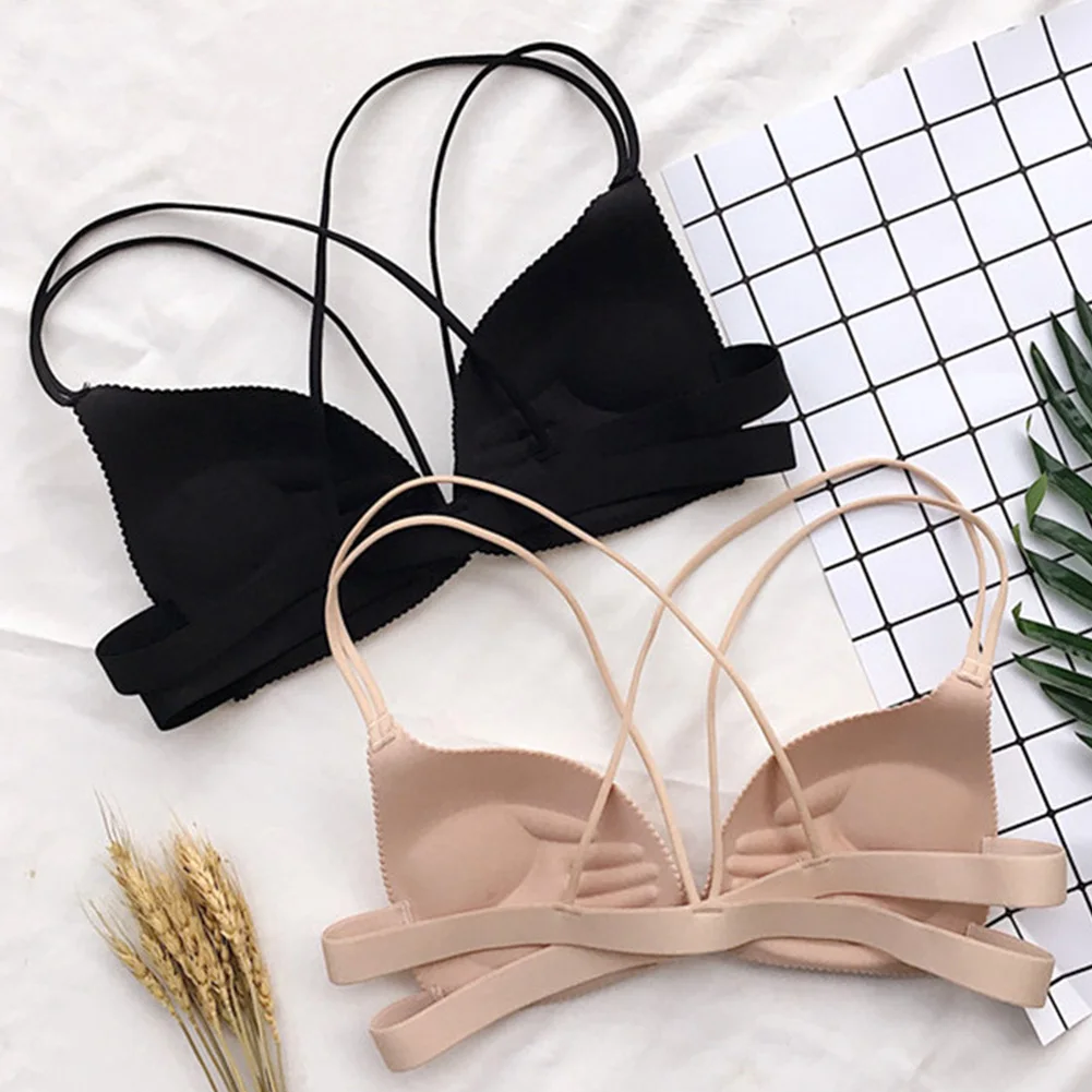 

Women Back Beautify Ladies Front Closure Wire Free Fashion Bra Sexy Padded Lingerie Bralette Gather Push Up