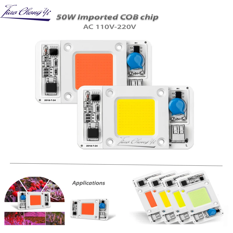 

LED 50W COB Bulb Smart IC AC 220V 110V Driver White Warm Cool Full Spectrum Spotlight Floodlight Flip chip lamp tube DIY