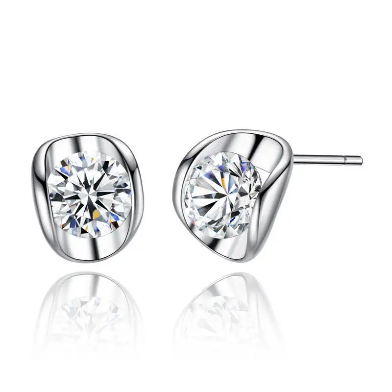 

HPXmas Sweet cute pea shape AAA Zircon stud Earrings for Women Glamour Female Decorations Wedding Party Jewelry