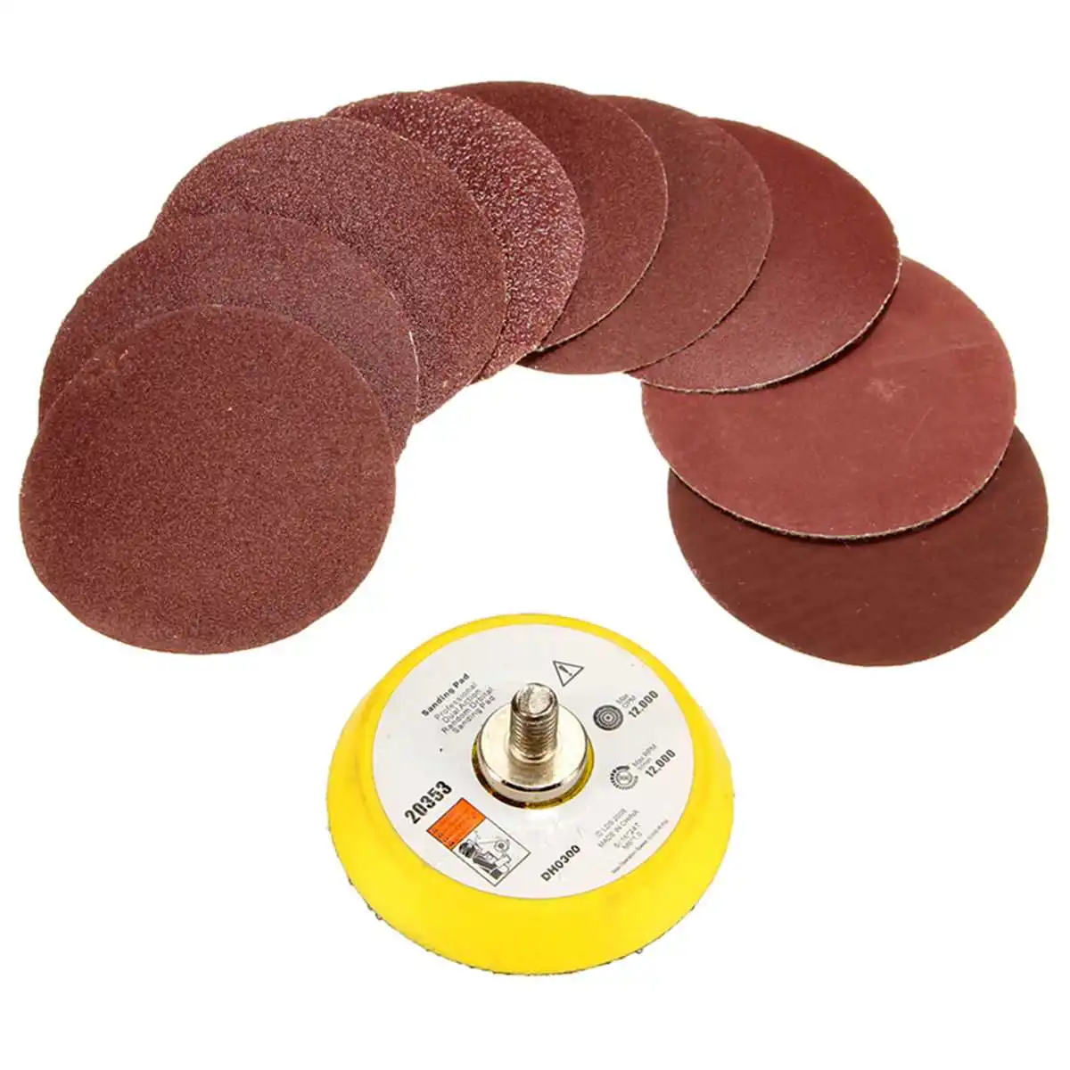 100PCS 2 Sanding Disc Paper Hook Loop Sander Backer Pad M6 Drill