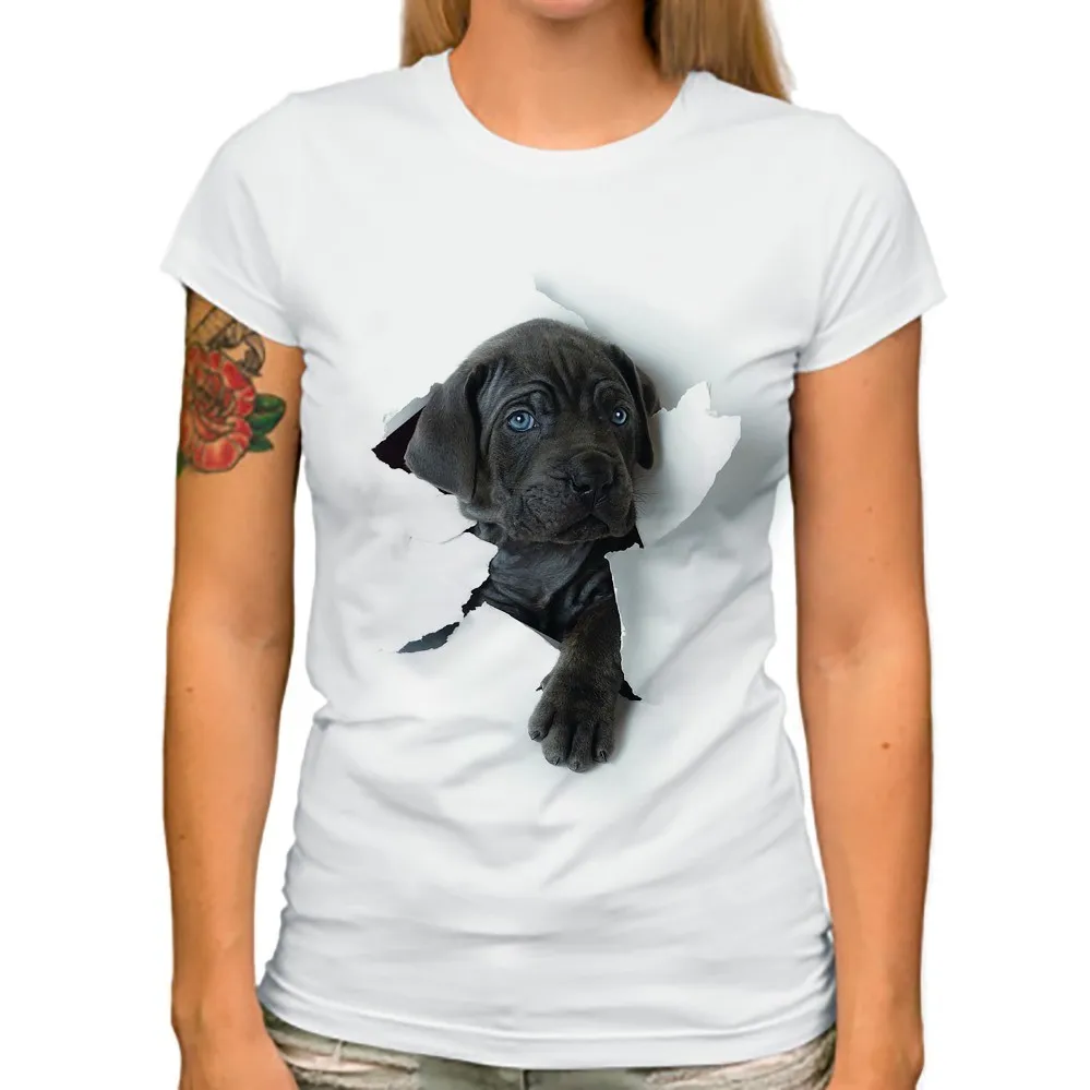 Милая женская футболка с 3d рисунком собаки тростника Корсо, новинка, белая Повседневная дышащая футболка для женщин, чихуахуа, забавная футболка