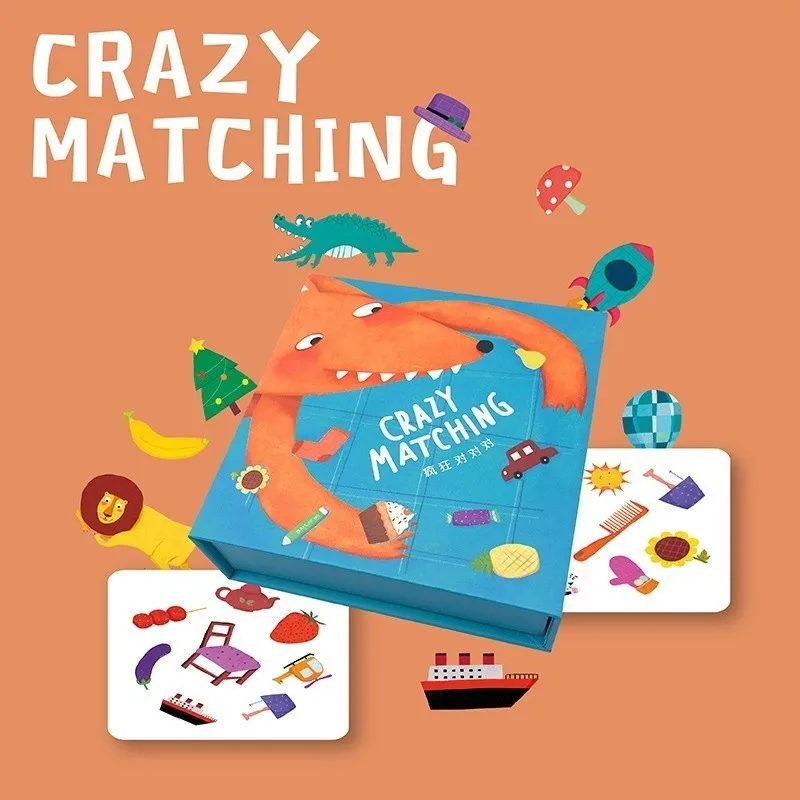 Crazy Matching Card Game For Children 56pcs Cards Cognitive Matching Toy For Preschool Interactive Family Party Game